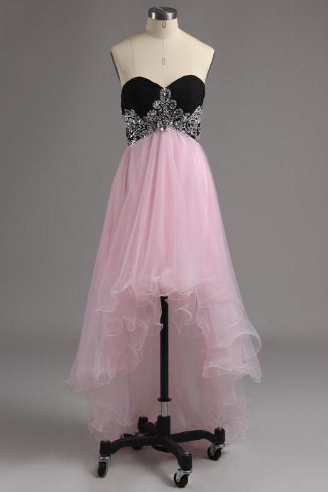 Strapless Sweetheart Tulle Homecoming Dress with High Low Hem