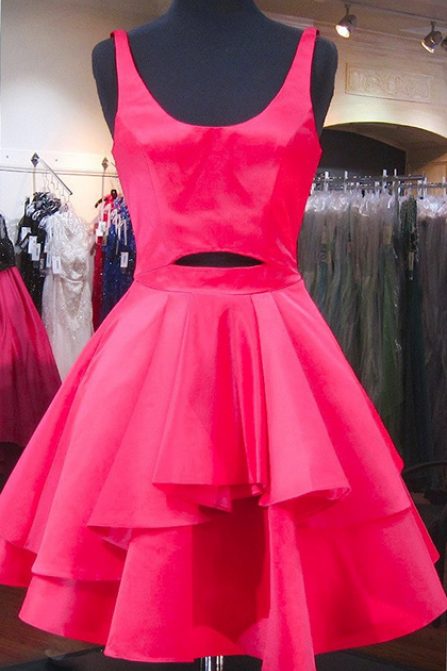 Pink Prom Dresses,short Prom Dresses, Prom Dresses,short Homecoming Dress,prom Dress With Ruffles