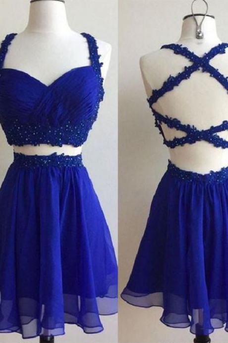 Blue Prom Dress, Cute Homecoming Dresses, Prom Dress, Homecoming Dresses Two Piece