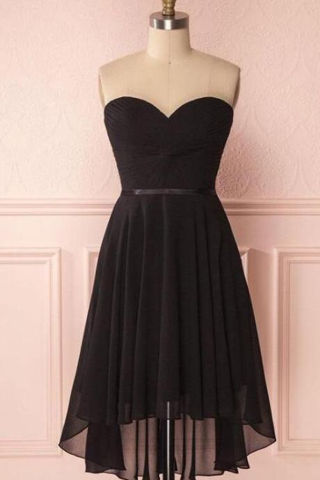 Black Short Prom Dress,chiffon High Low Prom Dress,black Homecoming Dress