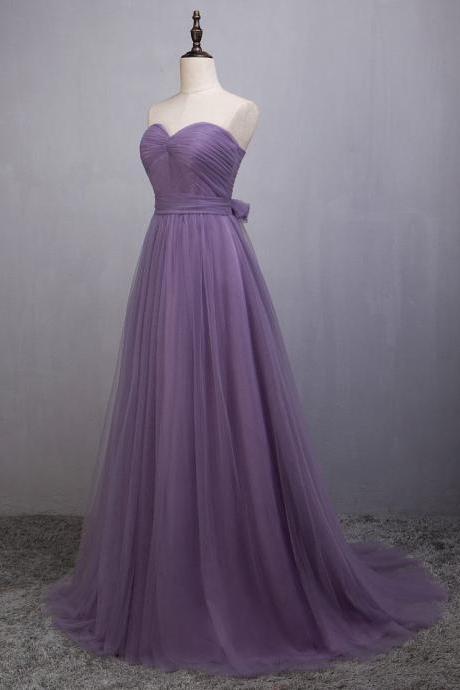A-Line Bridesmaids Dresses, Princess Tulle Sleeveless Bow party dress