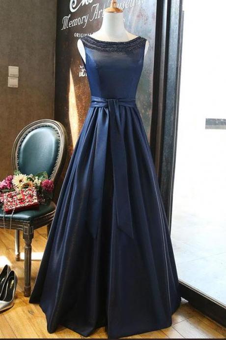 Elegant Prom Party Dress, Satin Prom Dress, Long Formal Dress
