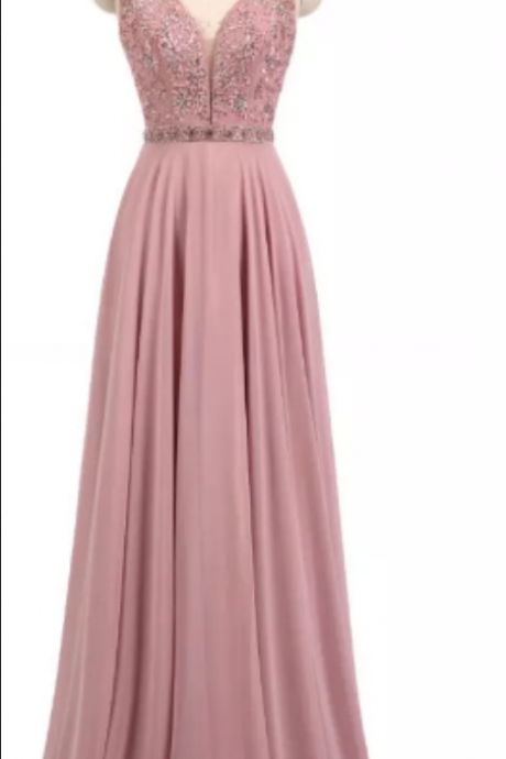 V-Neck Formal Prom Dress, Modest Beautiful Long Prom Dress, Banquet Party Dress