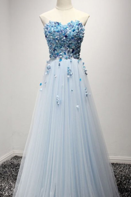 A-line Tulle Formal Prom Dress, Sweetheart Beautiful Long Prom Dress, Banquet Party Dress