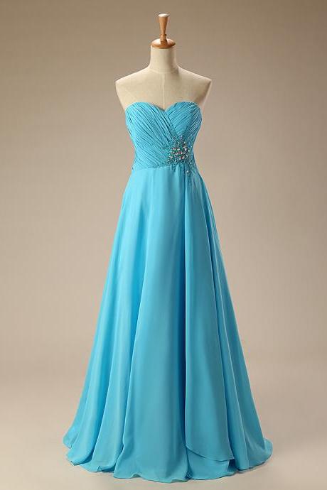 Elegant Straps Sweetheart A-line Formal Prom Dress, Beautiful Long Prom Dress, Banquet Party Dress