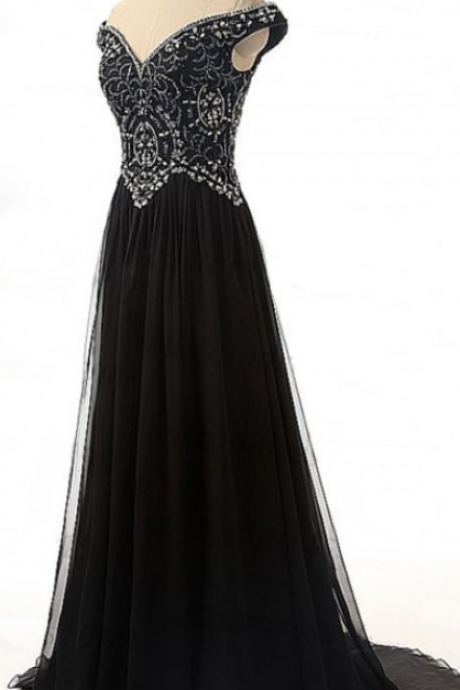 Elegant A-line Chiffon Off Shoulder Formal Prom Dress, Beautiful Long Prom Dress, Banquet Party Dress