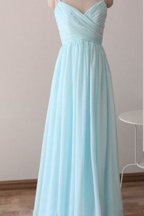 Elegant Sweetheart Spaghetti Strap Chiffon Formal Prom Dress, Beautiful Long Prom Dress, Banquet Party Dress