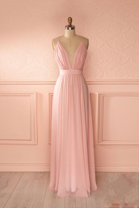 Elegant Backless Chiffon Formal Prom Dress, Beautiful Long Prom Dress, Banquet Party Dress