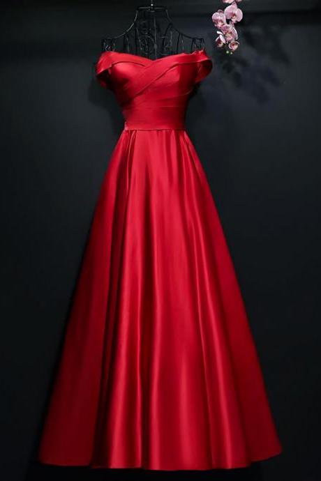 Elegant A-line Off The Shoulder Satin Formal Prom Dress, Beautiful Long Prom Dress, Banquet Party Dress