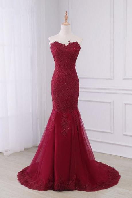 Elegant Appliques Mermaid Lace Formal Prom Dress, Beautiful Prom Dress, Banquet Party Dress