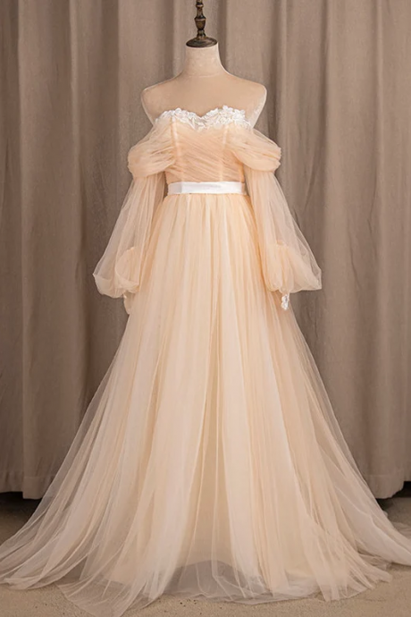 Elegant Fairy Off Shoulder Tulle Formal Prom Dress, Beautiful Prom Dress, Banquet Party Dress
