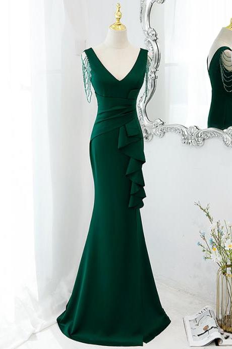 Elegant Simple Mermaid Satin Formal Prom Dress, Beautiful Prom Dress, Banquet Party Dress