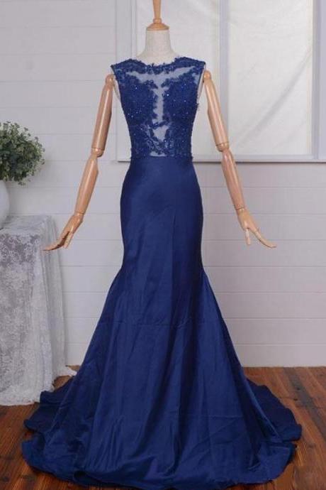 Elegant Mermaid Lace Appliques Formal Prom Dress, Beautiful Long Prom Dress, Banquet Party Dress