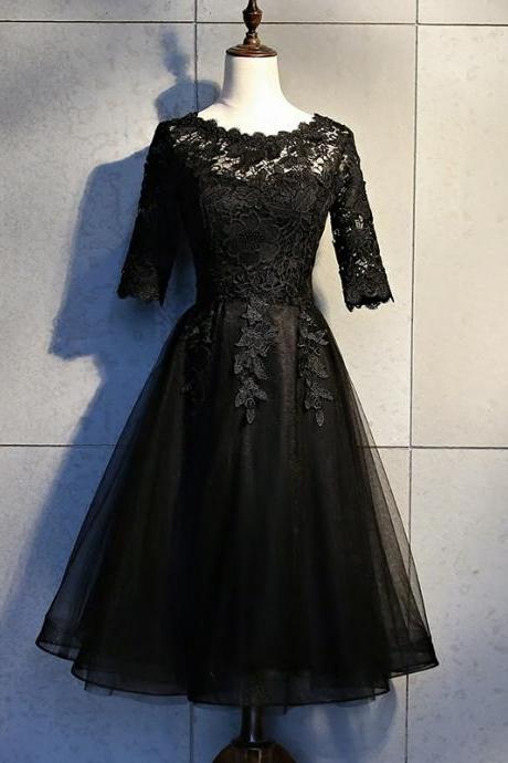 Elegant Sweetheart Lace and Tulle Short Sleeves Formal Prom Dress, Beautiful Prom Dress, Banquet Party Dress