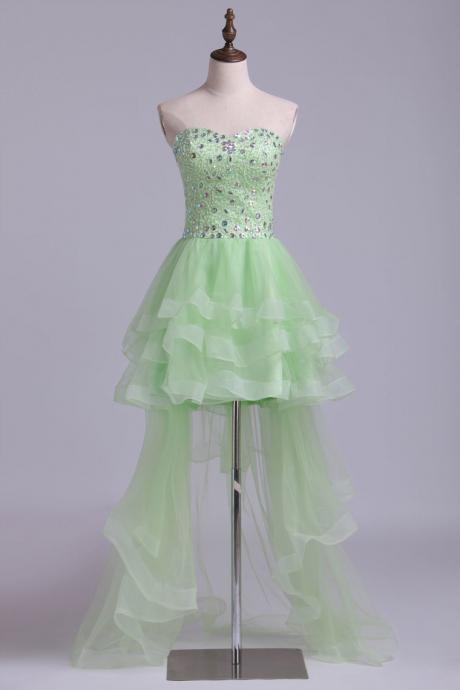 Elegant Sweetheart A Line High Low Tulle Homecoming Dress, Beautiful Short Dress, Banquet Party Dress
