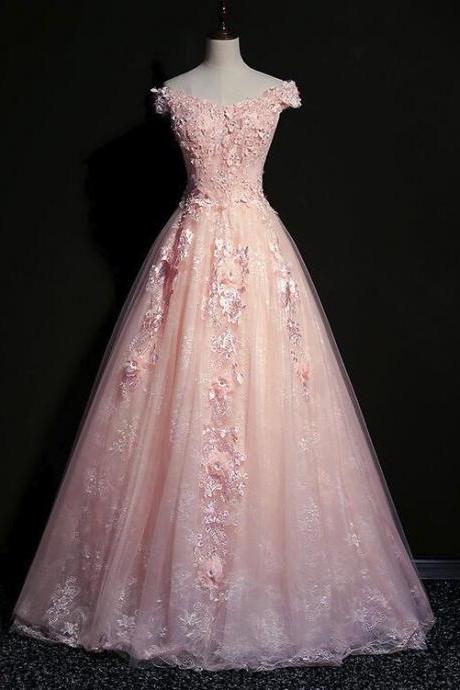 Elegant Tulle Appliques Lace Formal Prom Dress, Beautiful Long Prom Dress, Banquet Party Dress