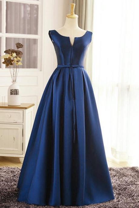 Elegant Simple A-line Satin Formal Prom Dress, Beautiful Long Prom Dress, Banquet Party Dress