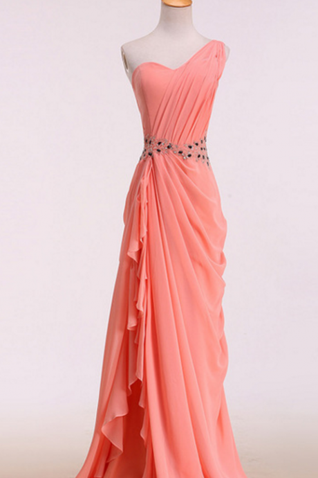 Elegant Sweetheart A-line One Shoulder Chiffon Formal Prom Dress, Beautiful Prom Dress, Banquet Party Dress