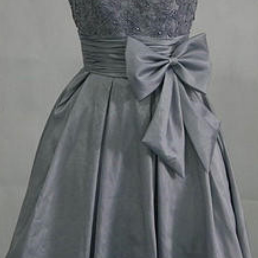 Grey Satin Knee Length Homecoming Dress,sleeveless Homecoming Dress ...