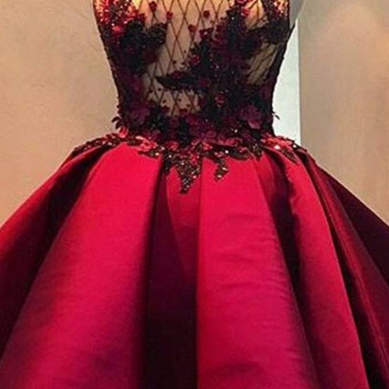 Short Burgundy Prom Dresses Beading O Neck Sleeveless Knee Length Party Dresses Homecoming 8489