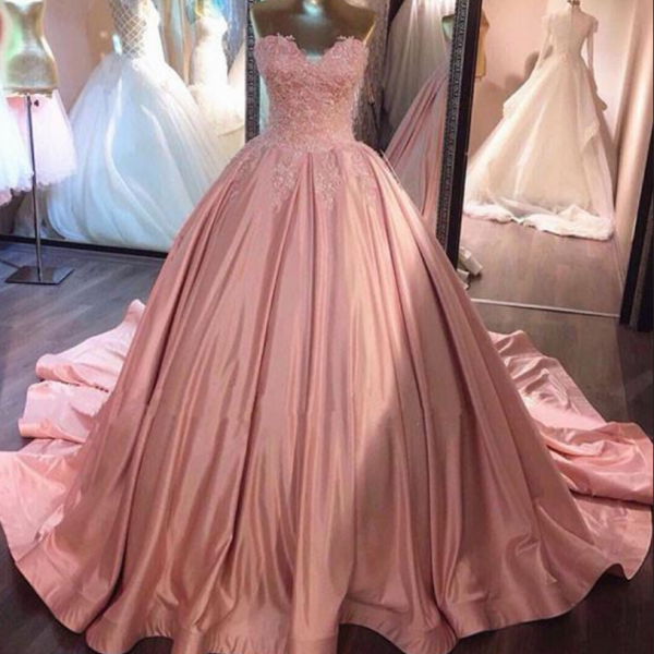 Unique Pink Wedding Dress,sweetheart Lace Long Wedding Dresses on Luulla