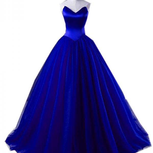 Royal Blue Sweetheart Floor Length Tulle Ball Gown, Prom Gown, Formal ...