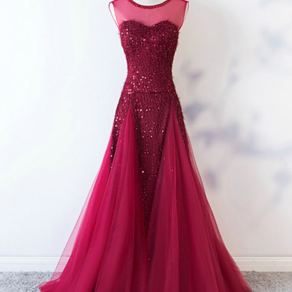Spaghetti Straps Burgundy Spaghetti Straps Mermaid Long Lace Prom Dress
