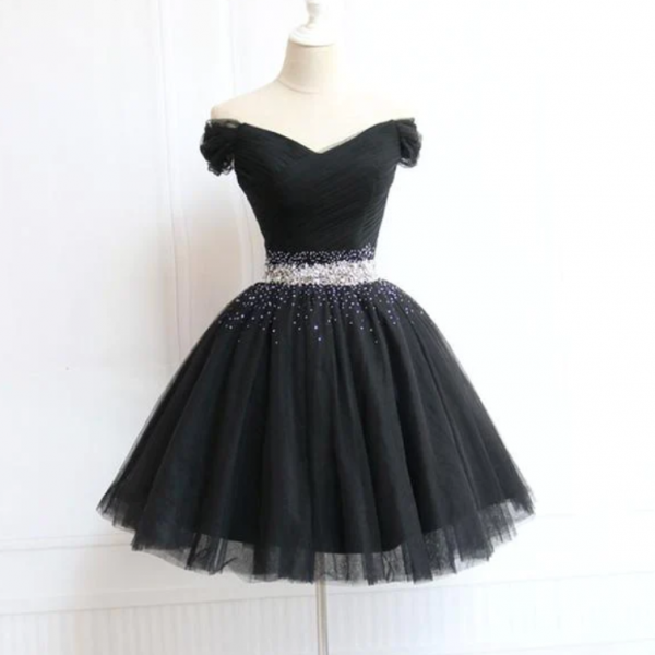 Homecoming dresses tulle beads short prom dress evening dress
