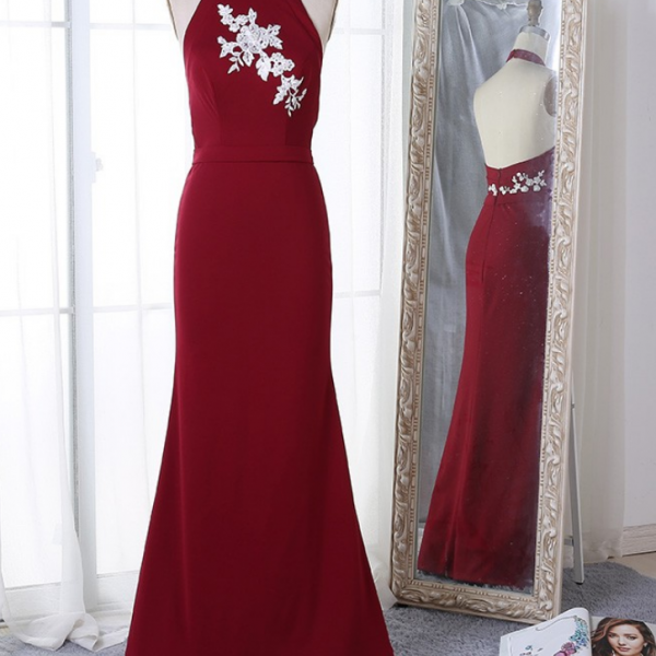 Prom dresses Mermaid Jewel Floor-Length Satin Prom Dress with Appliques Beading