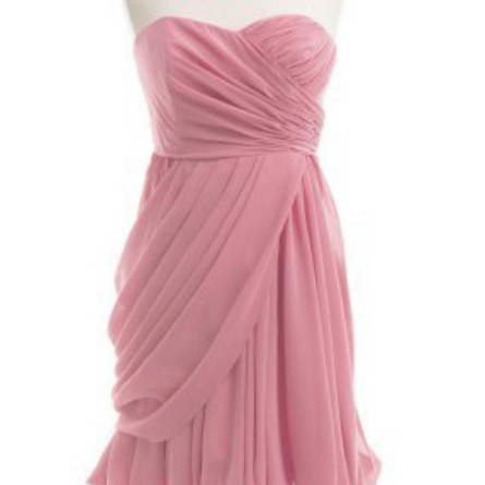 Asymmetric Ruched Short Homecoming Dress, Cute Sweetheart Mini Bridesmaid Dress, Chic Pink Chiffon Bridesmaid Dress