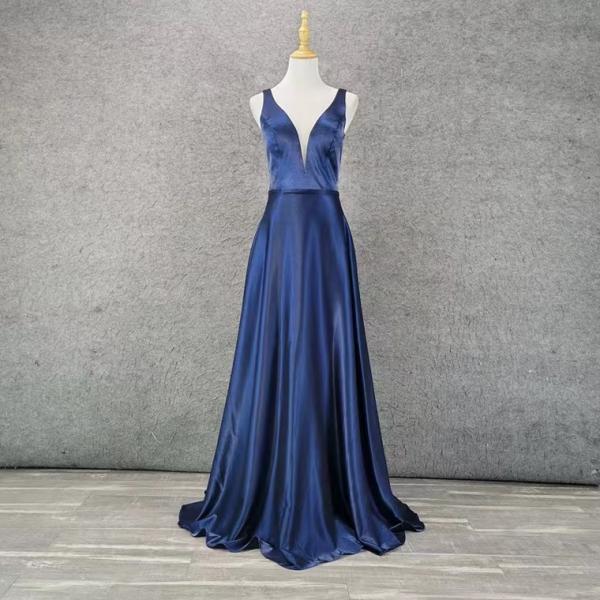 V-neck prom dress,royal blue party dress, sexy evening dress
