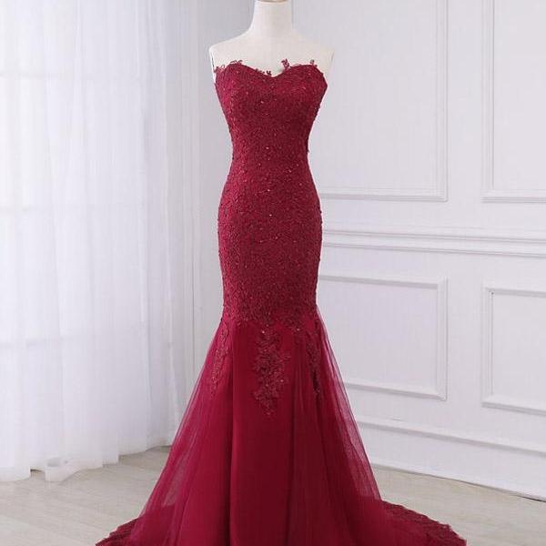 Elegant Appliques Mermaid Lace Formal Prom Dress, Beautiful Prom Dress, Banquet Party Dress