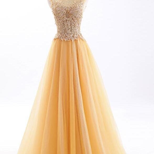 Elegant Simple A-line Sleevesless Tulle Formal Prom Dress, Beautiful Prom Dress, Banquet Party Dress