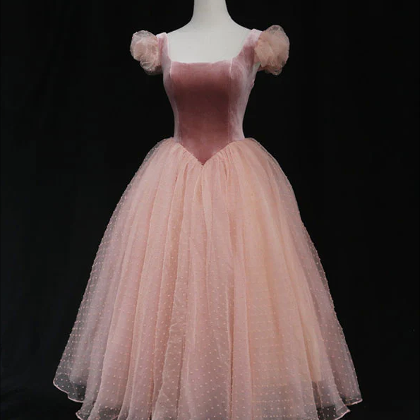 Pink Tulle Short Prom Dress, Pink Tulle Puffy Homecoming Dress