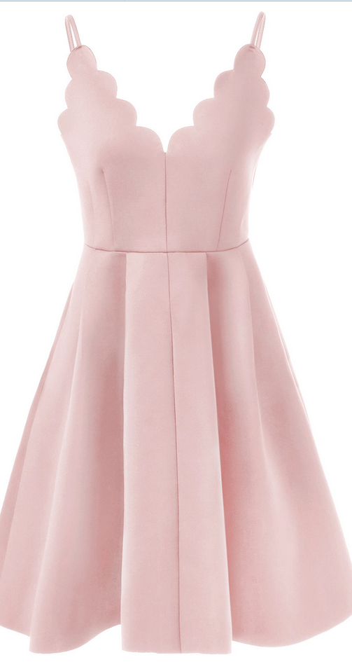 Simple A line Spaghetti Straps Pink Birthday Dress Chiffon Homecoming Dresses C462 main image 1