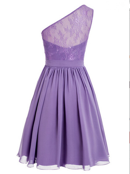 Sexy One-shoulder Homecoming Dress,Chiffon Purple Prom Homecoming Dress