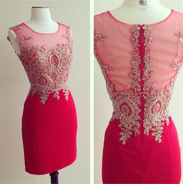 Dress,red Dresses With Gold Lace Beaded Design on