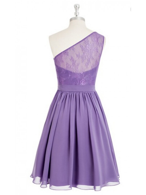 Short Lace Homecoming Dress Cheap, Sleeveless One-shoulder Short/Mini ...