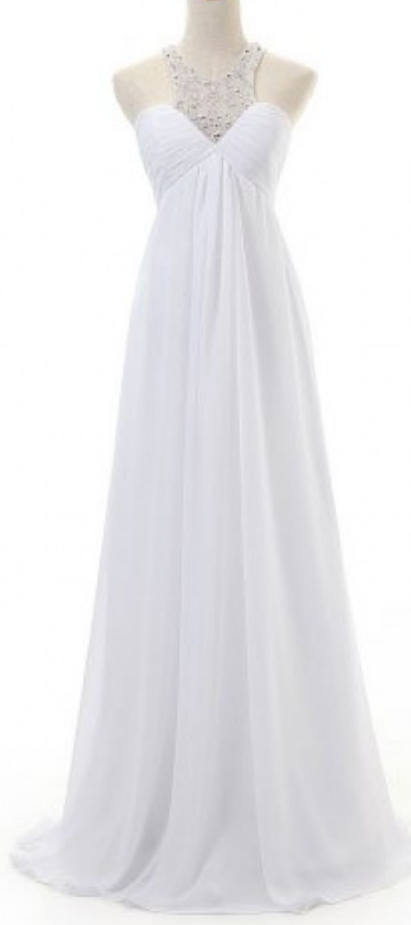 White Chiffon Prom Dresses Spaghetti Straps Pleat Women Party Dresses ...