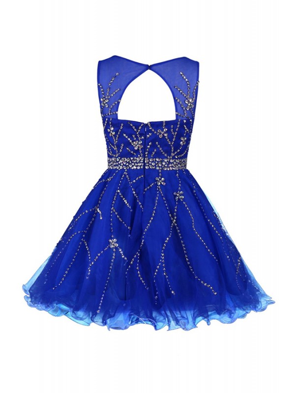 Royal Blue Homecoming Dresses Sleeveless Aline Bateau Hollow Above Knee ...