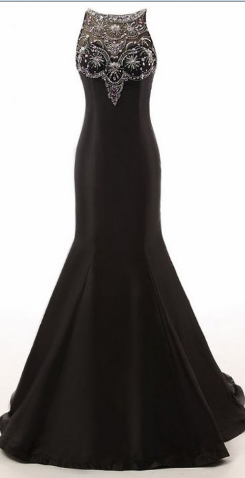 Black Mermaid Prom Dress With Sheer Back on Luulla