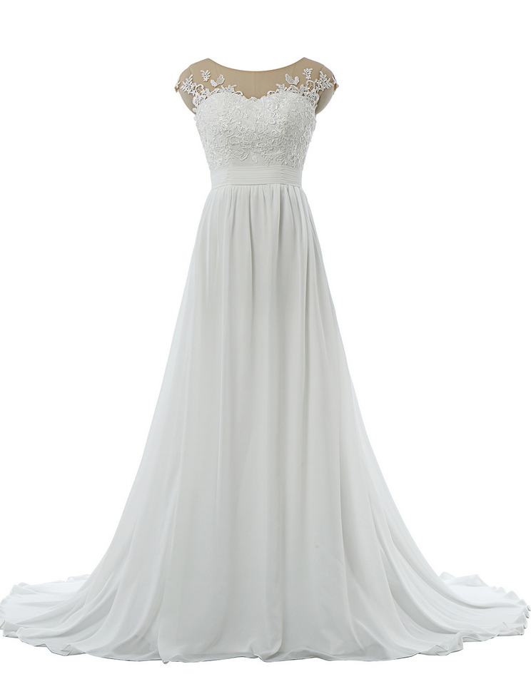 Beautiful White Handmade Chiffon And Lace Wedding Dresses, White ...