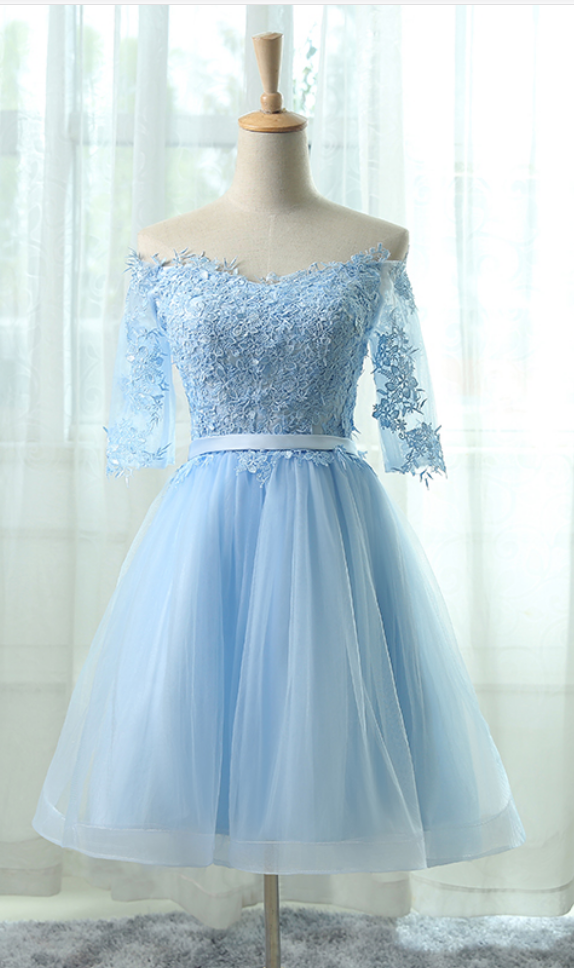 Light Blue Homecoming Dresses Off Shoulder Homecoming Dresses, on Luulla