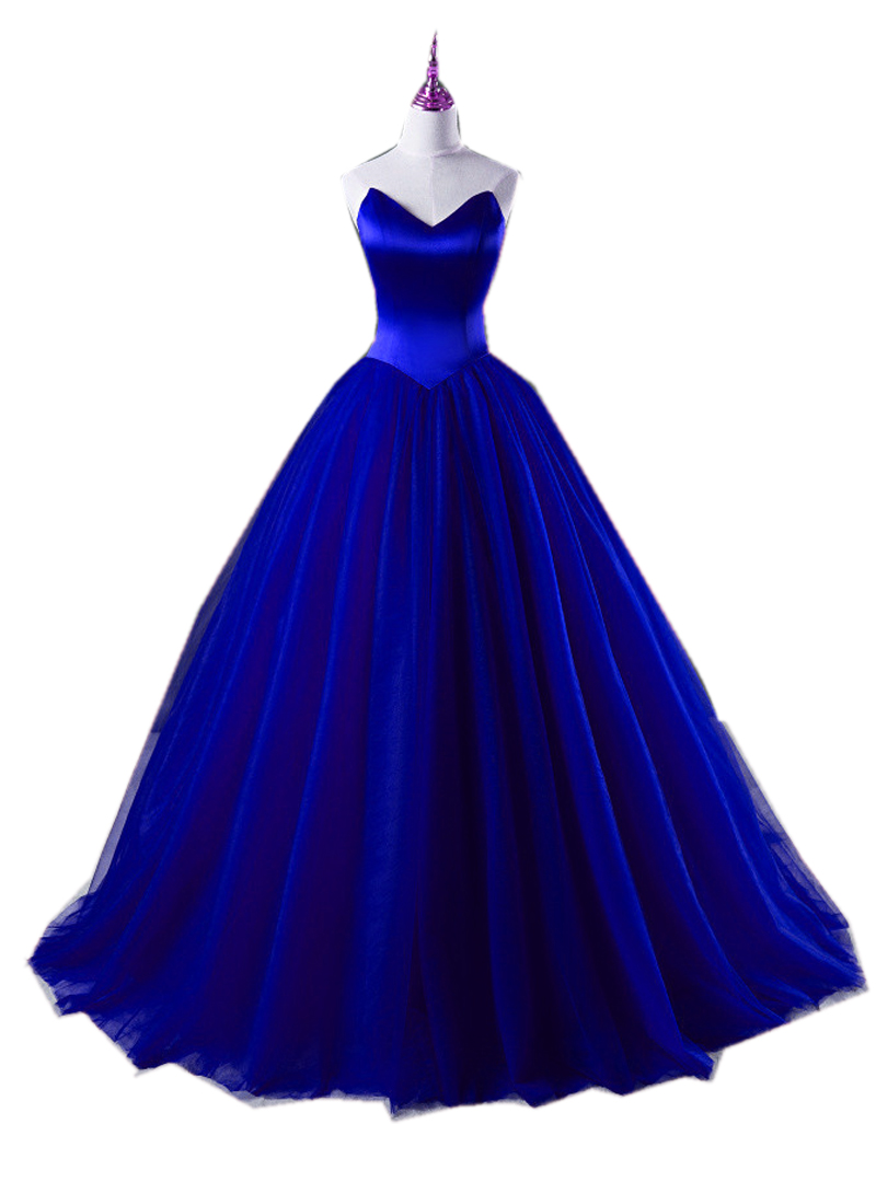Royal Blue Sweetheart Floor Length Tulle Ball Gown, Prom Gown, Formal ...