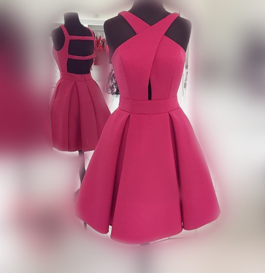 2017 Short Rose Homecoming Dress Prom Dress, Short Prom Dress With Open ...