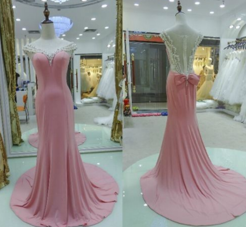 Elegant Prom Dress, Junior Prom Dress, Dusty Pink Prom Dress, Long Prom ...