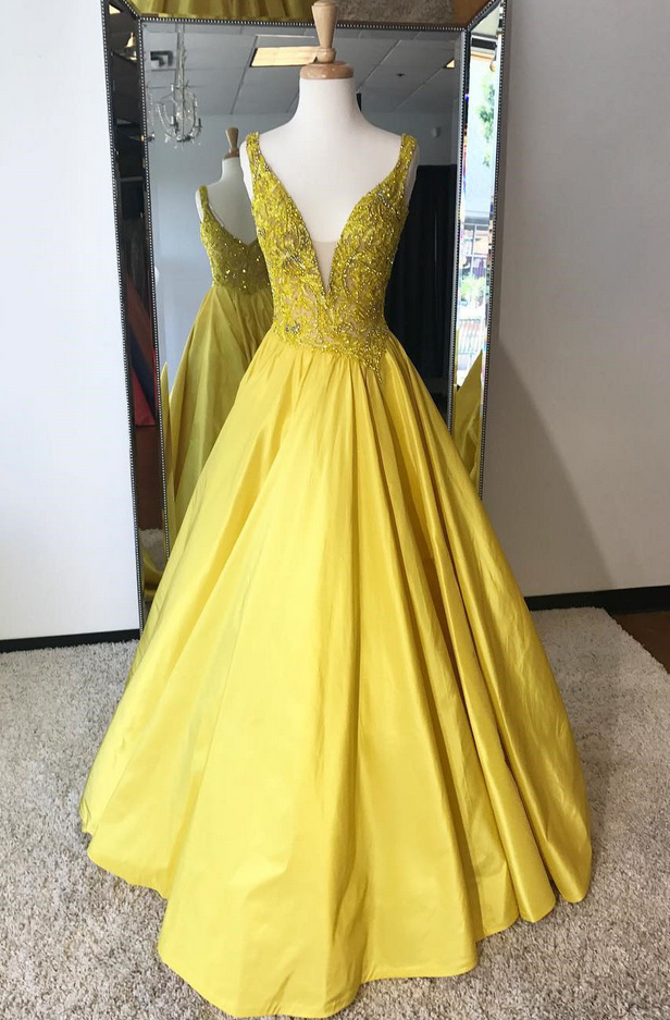 Sexy Backless V Neck White Beaded A-line Long Evening Prom Dresses    cg19771 main image 1