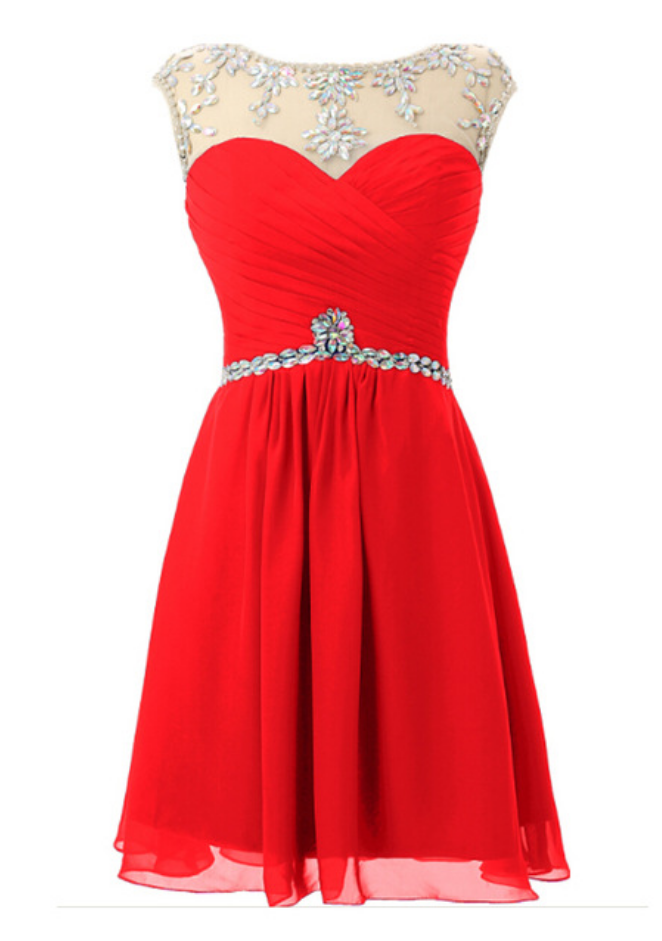 Red Bridesmaid Dress,chiffon Short Prom Dress on Luulla