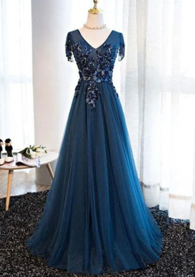 7000108 Red Tulle-Lace Sleeve Evening Dress