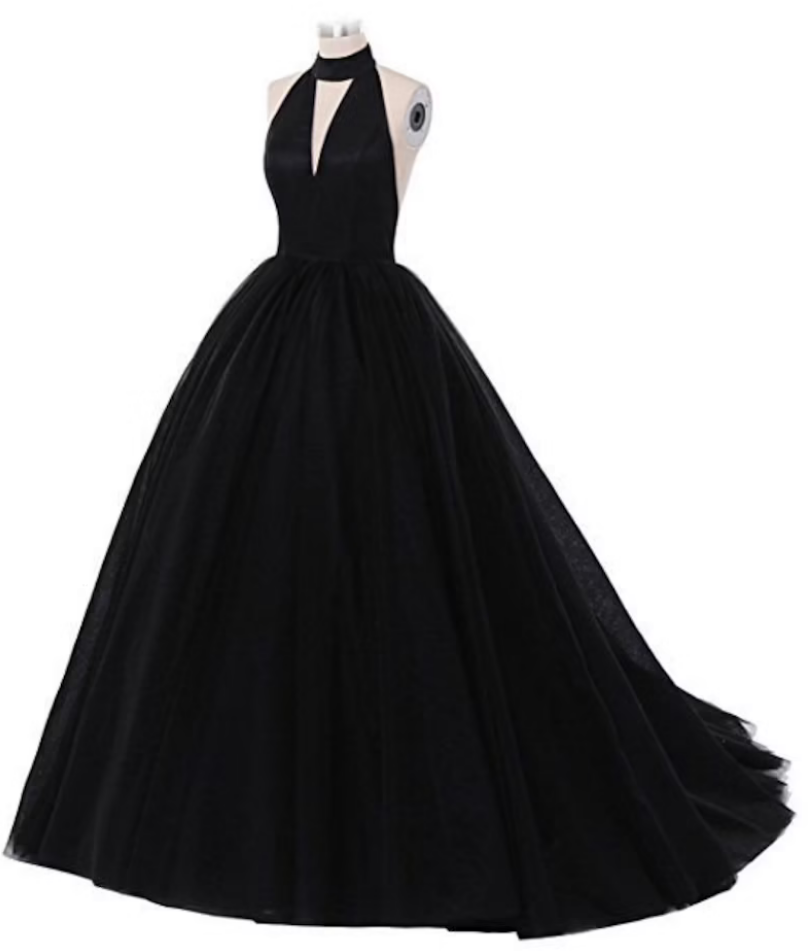 Prom Dresses Backless Black Tulle Long Evening Dress, Sexy Backless ...